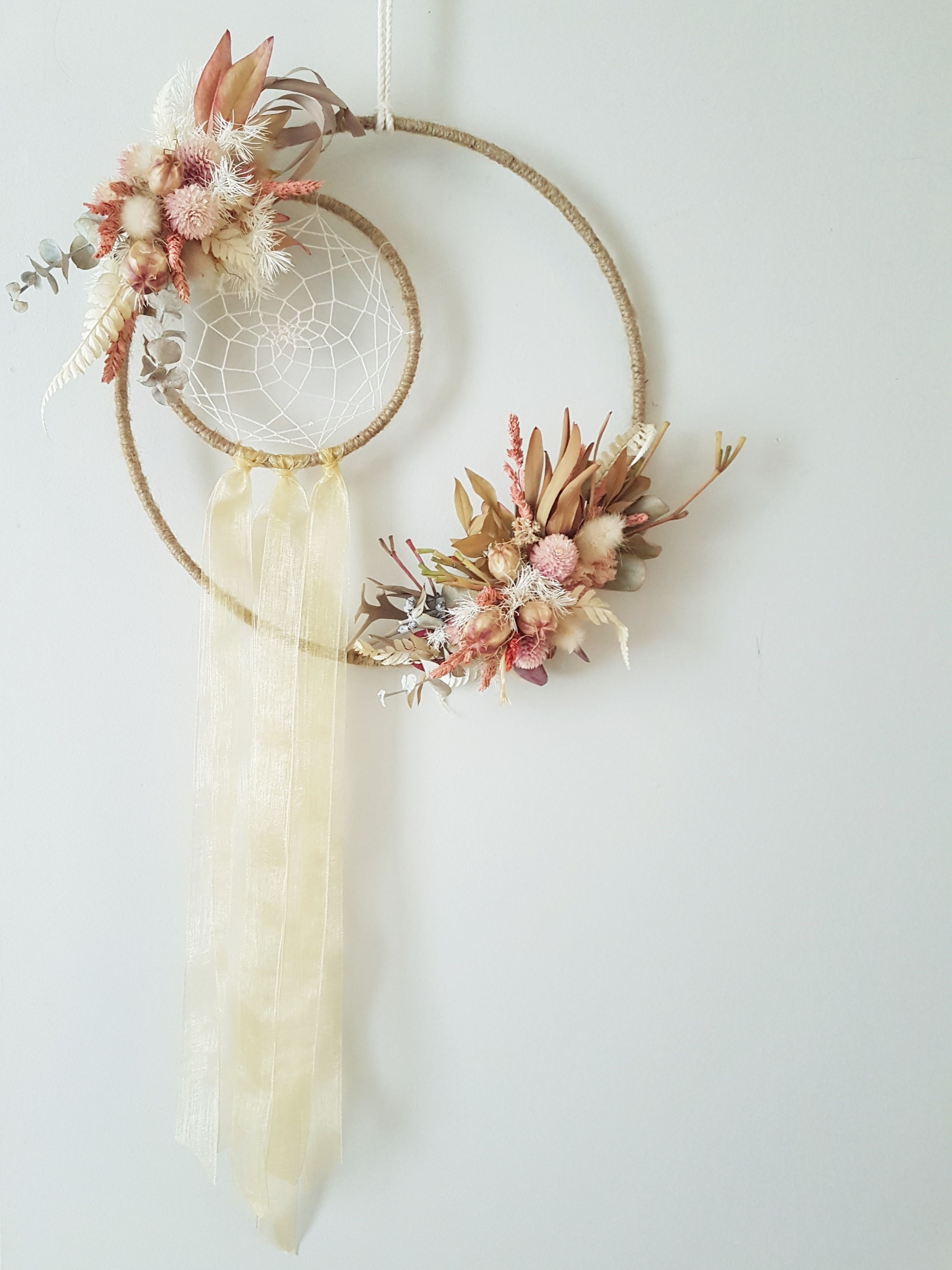 Botanical Dreamcatcher Wreath (Crescent) - Pink