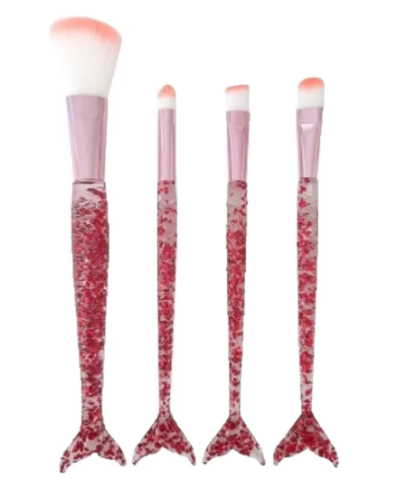 Kit com 4 Pinceis Sereia Cristal Pink 21
