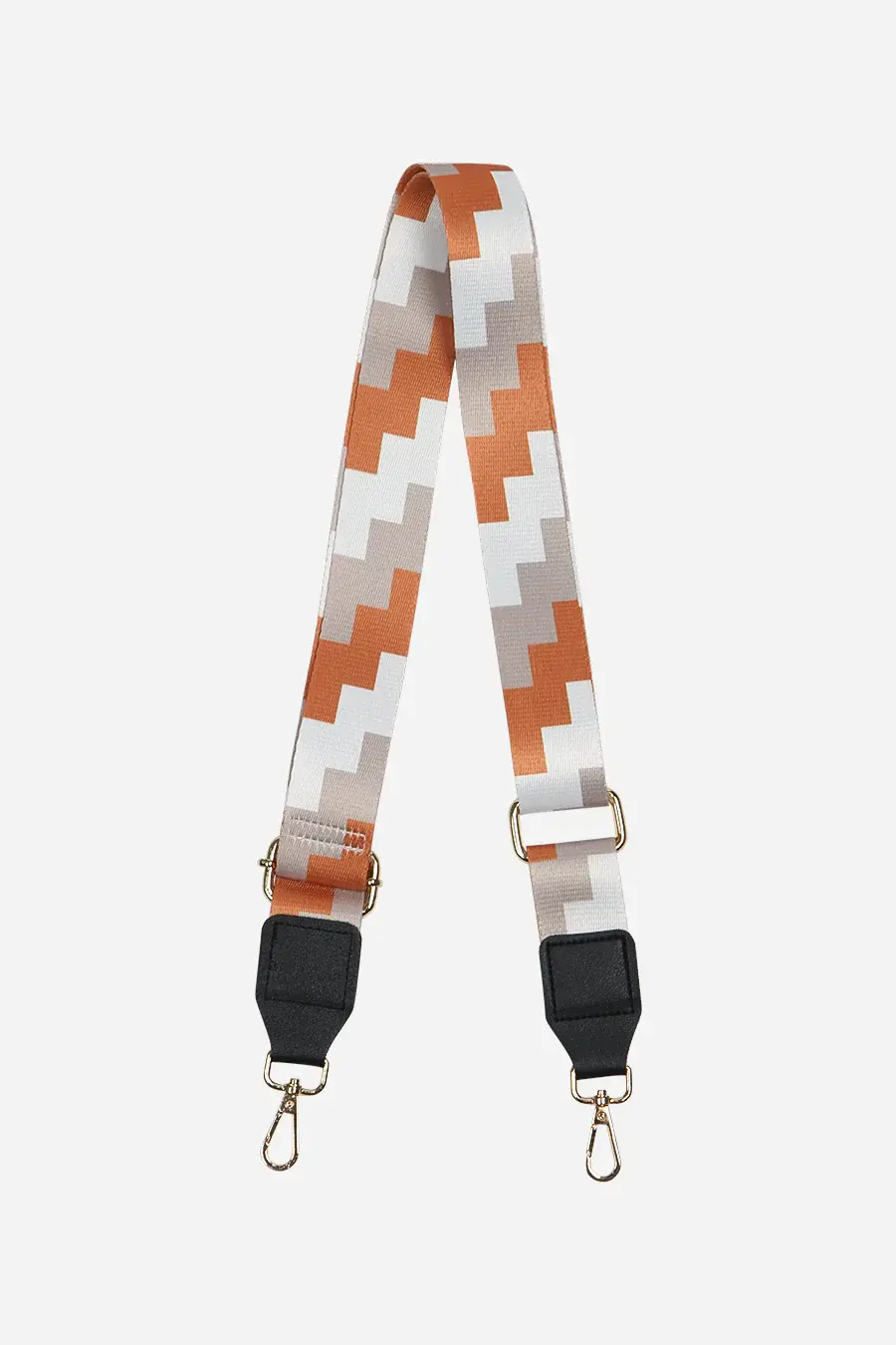 Tan/White geometric pattern adjustable bag strap