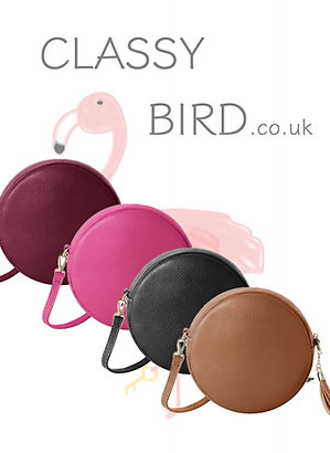 Leather round crossbody handbag