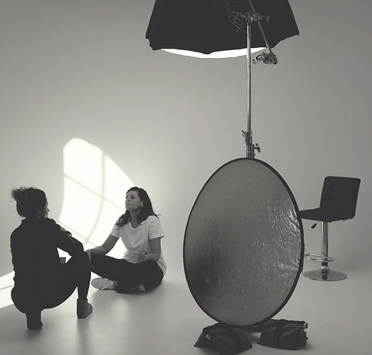 Behind-the-scenes brand photoshoot with Rachel Bailey directing creative work