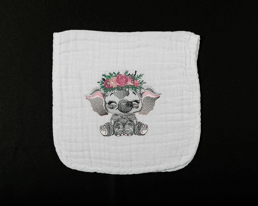 Baby Burp Cloth Cute Elephant Flowers Crown