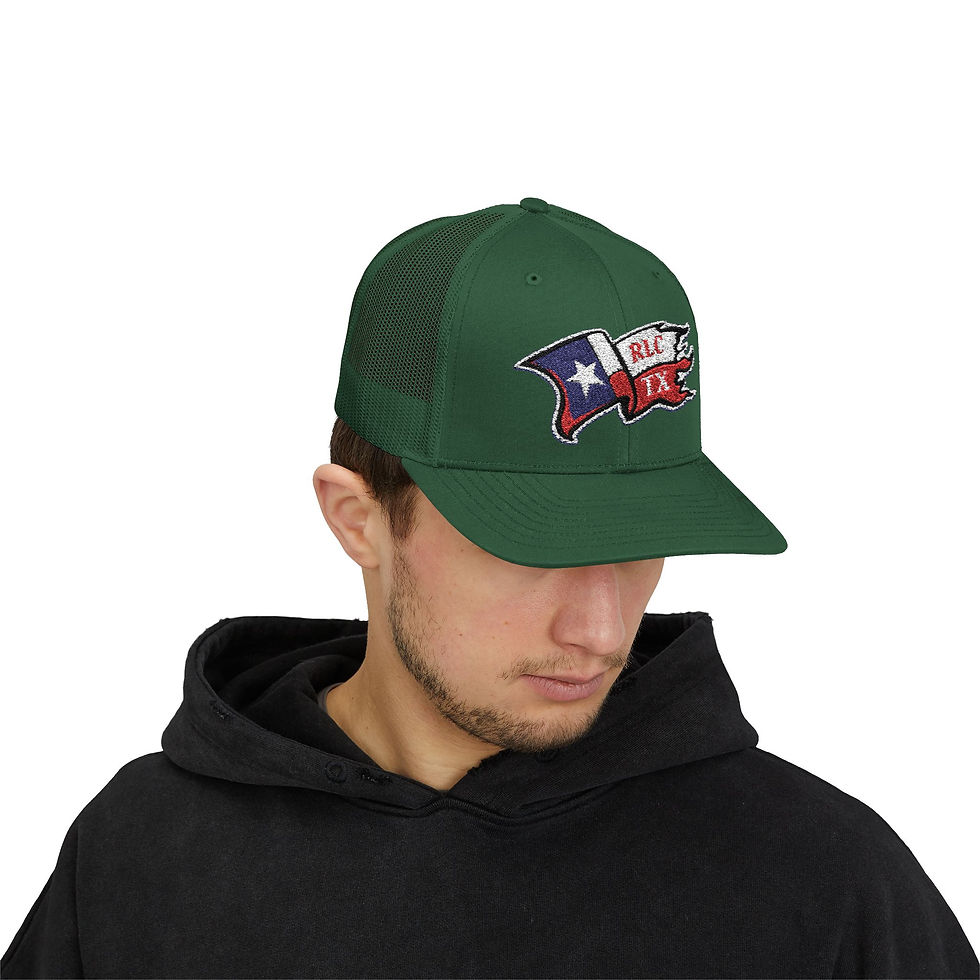 Thumbnail: RLC of Texas Battle Flag Trucker Cap – Mid-Height Embroidered Snapback