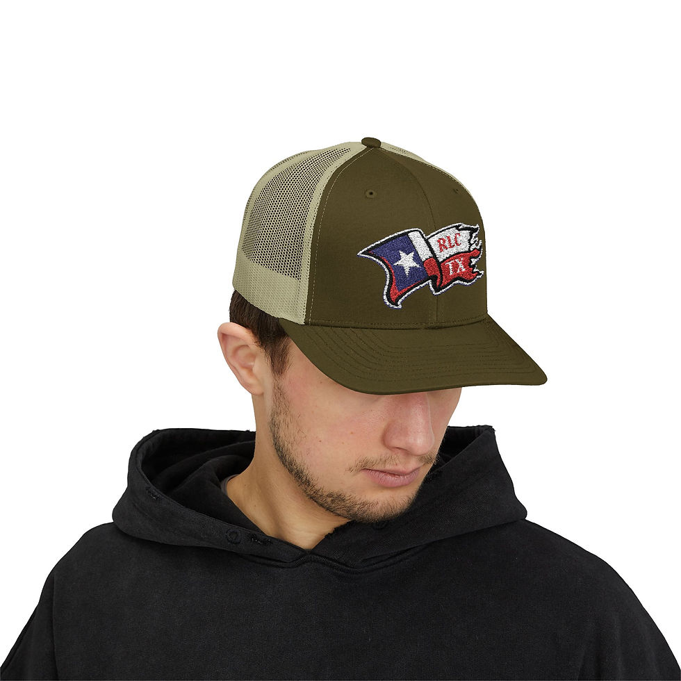 Thumbnail: RLC of Texas Battle Flag Trucker Cap – Mid-Height Embroidered Snapback