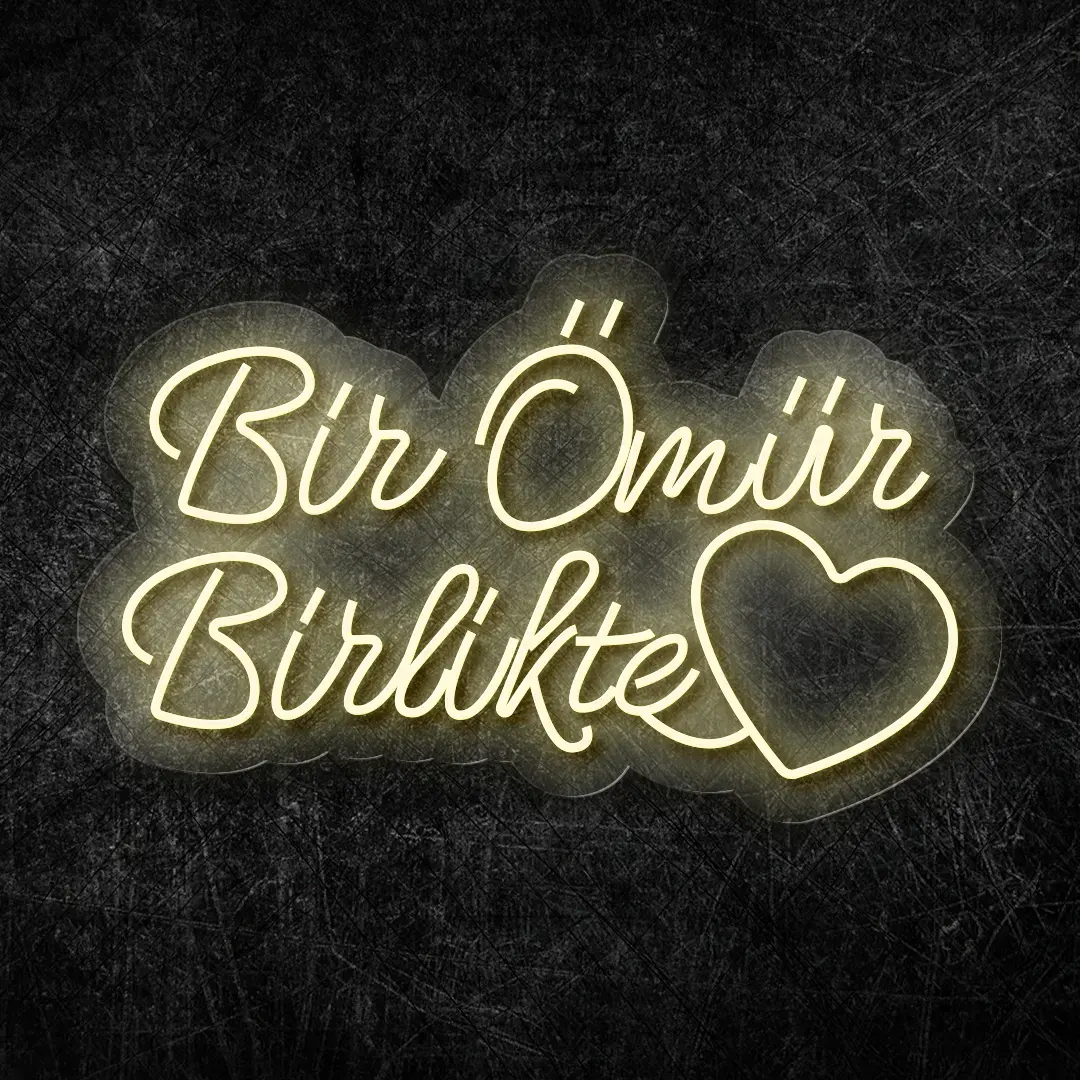 Bir Ömür Birlikte Neon LED Yazı 60x35 cm