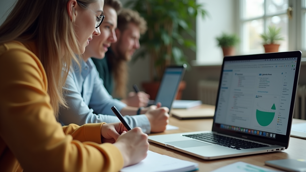 High angle view of a student writing notes during an online tutoring session