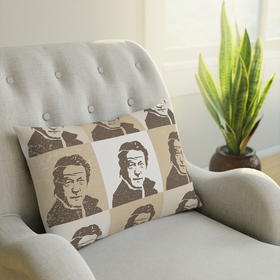 Thumbnail: Imran Khan Illustrated Pattern- Beige Cushion (Distressed Effect)