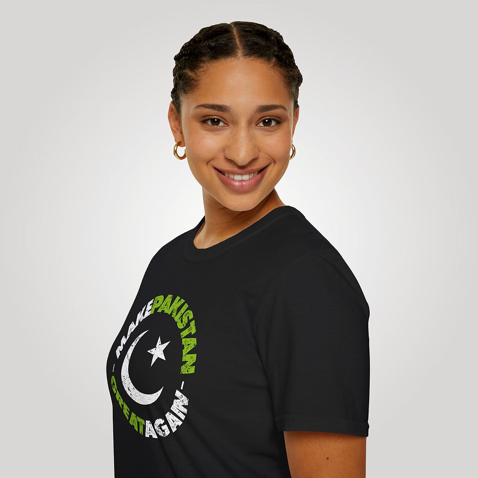 Thumbnail: Make Pakistan Great Again- Double-Sided Print Black/Lime Green Shirt