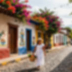 Colorful colonial street and local culture in El Salvador
