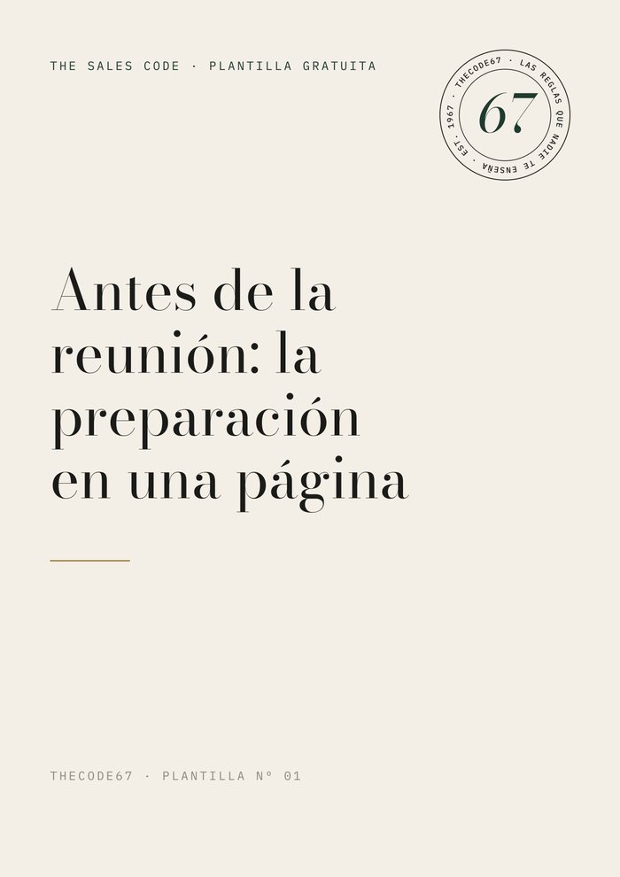 Portada de la plantilla Nº 01: Antes de la reunión, la preparación en una página.