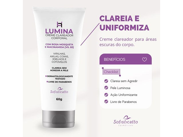 Creme Clareador Corporal Lumina 60g - Sofisticatto