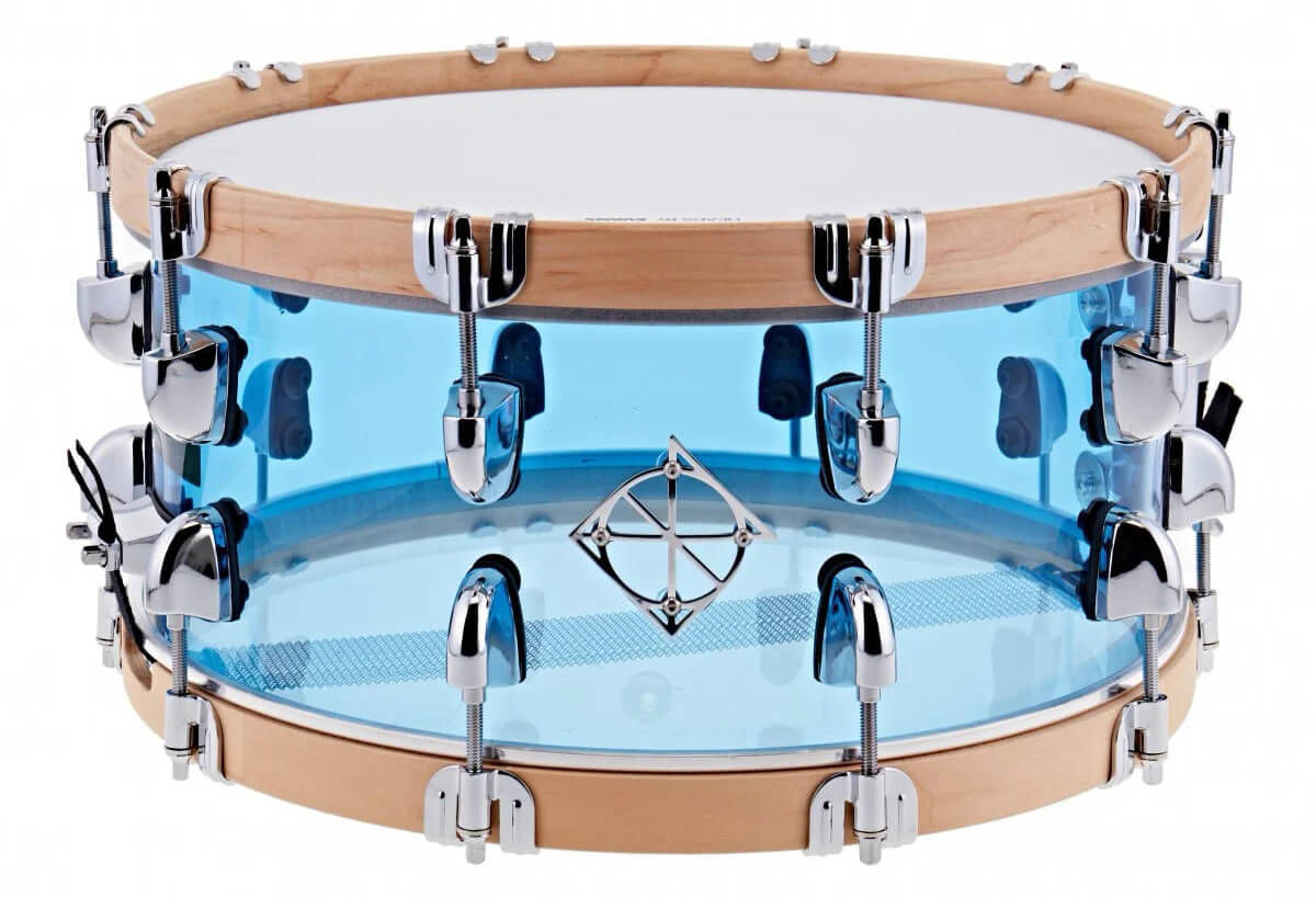 Dixon 14" x 6.5'' Cornerstone Series Blue Acrylic Snare Drum with Maple Hoops