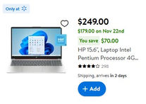 HP 15.6", Laptop Intel Pentium Processor 4GB RAM, 128GB UFS, Scarlet Red, Windows 11, 15-fd0083wm