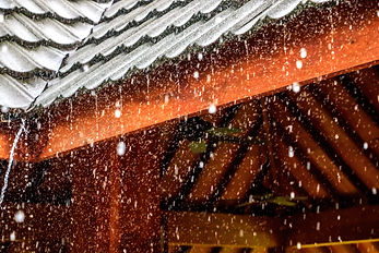 Hail damage and storming on roof shingles