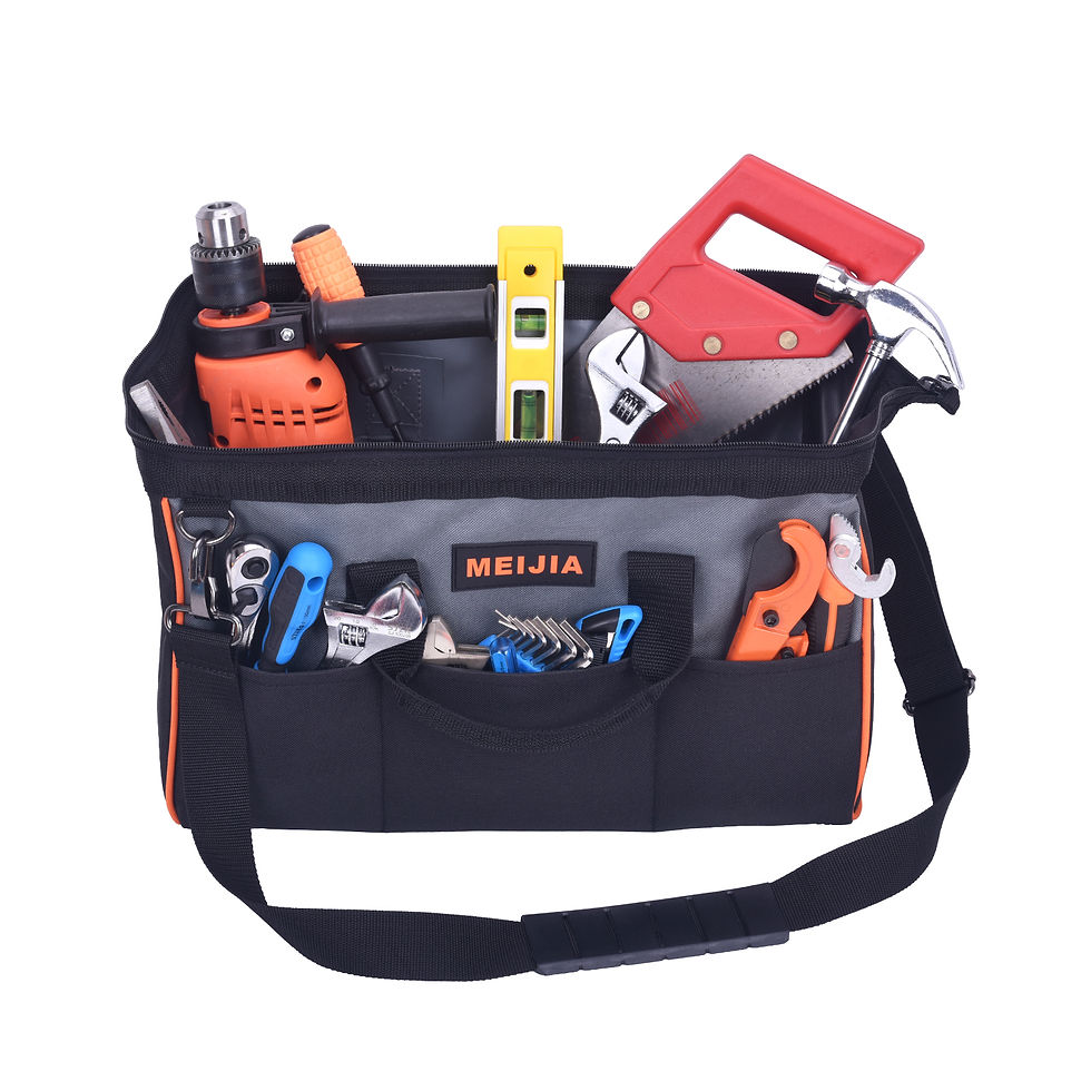 Thumbnail: MEIJIA Portable Wide Mouth Open Multi-Compartment Pockets Heavy Duty Tool Bag Wi