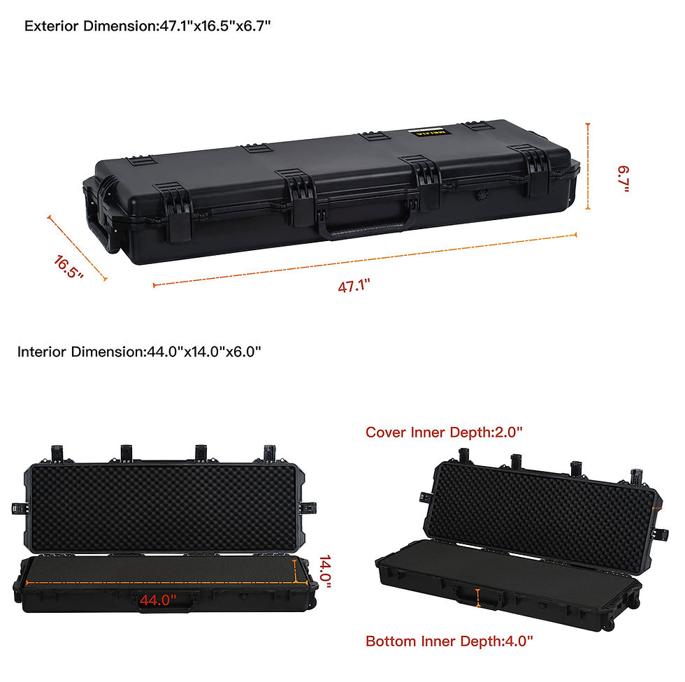 Thumbnail: Black Hard Rifle Case with Wheels Foam
