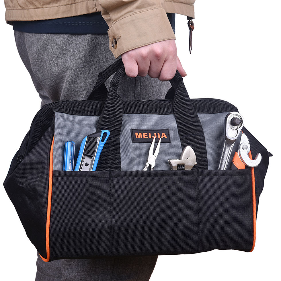Thumbnail: MEIJIA Portable Wide Mouth Open Multi-Compartment Pockets Heavy Duty Tool Bag Wi