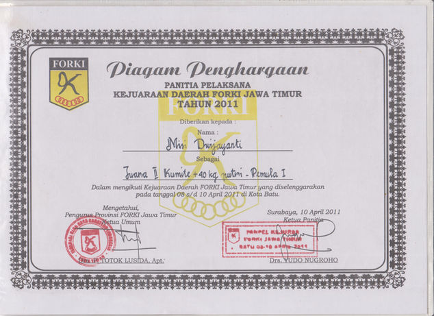 Misi DJ_2nd Winner of Karate Kumite in FORKI (Indonesian Karate Federation) Cup in East Java 2011