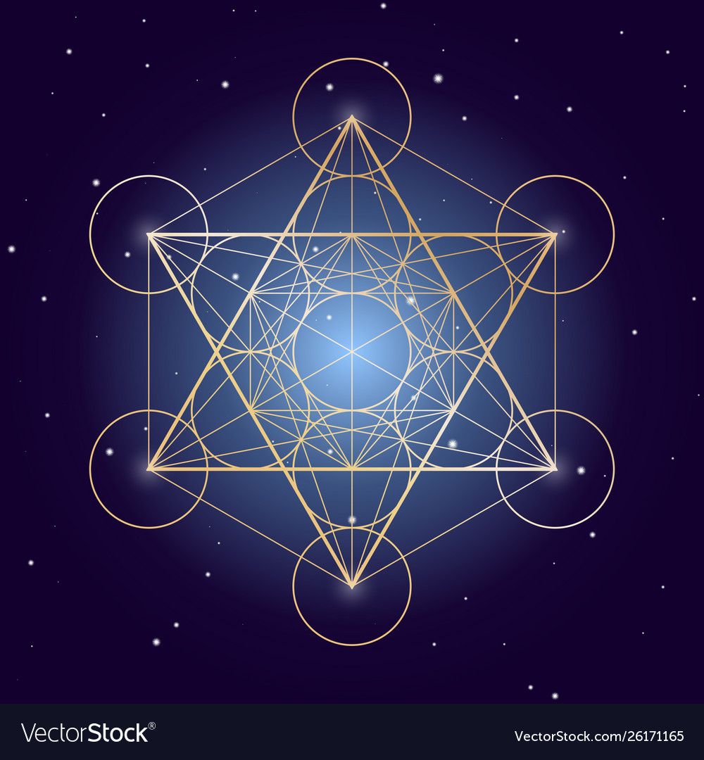 Metatron cube symbol on a starry sky ele