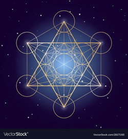 Metatron cube symbol on a starry sky ele