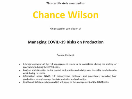 I am now a Qualified Covid 19 officer for productions