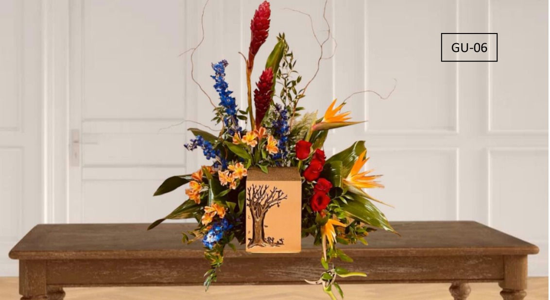 GU-06 Arrangement pour urne l'oiseau du paradis