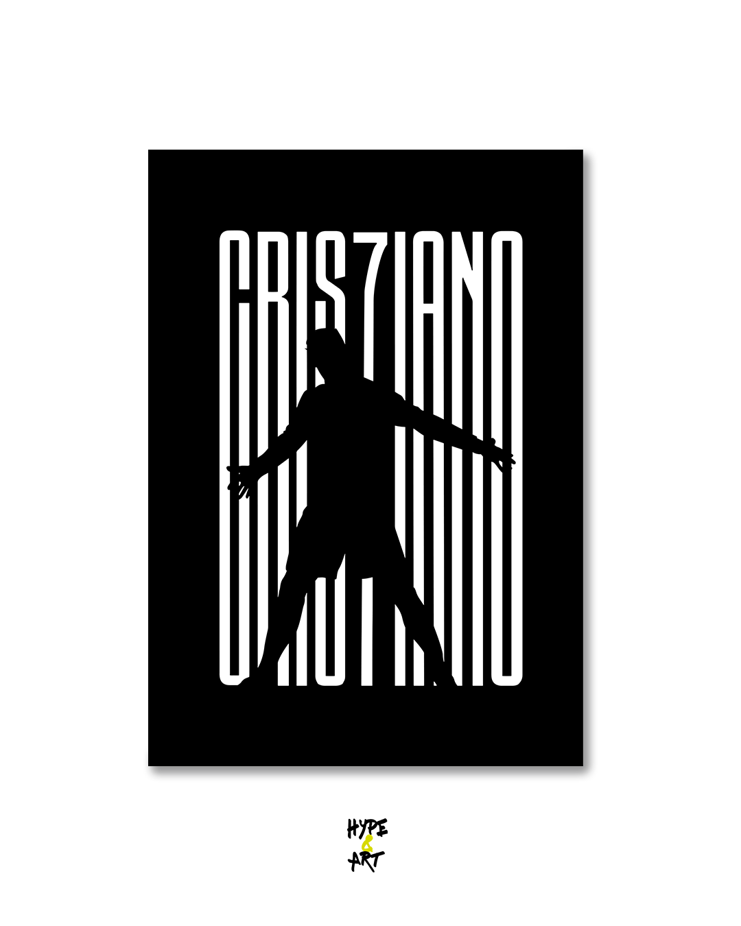 Silueta negra de Cristiano Ronaldo con el nombre Cristiano Ronaldo en el logo.