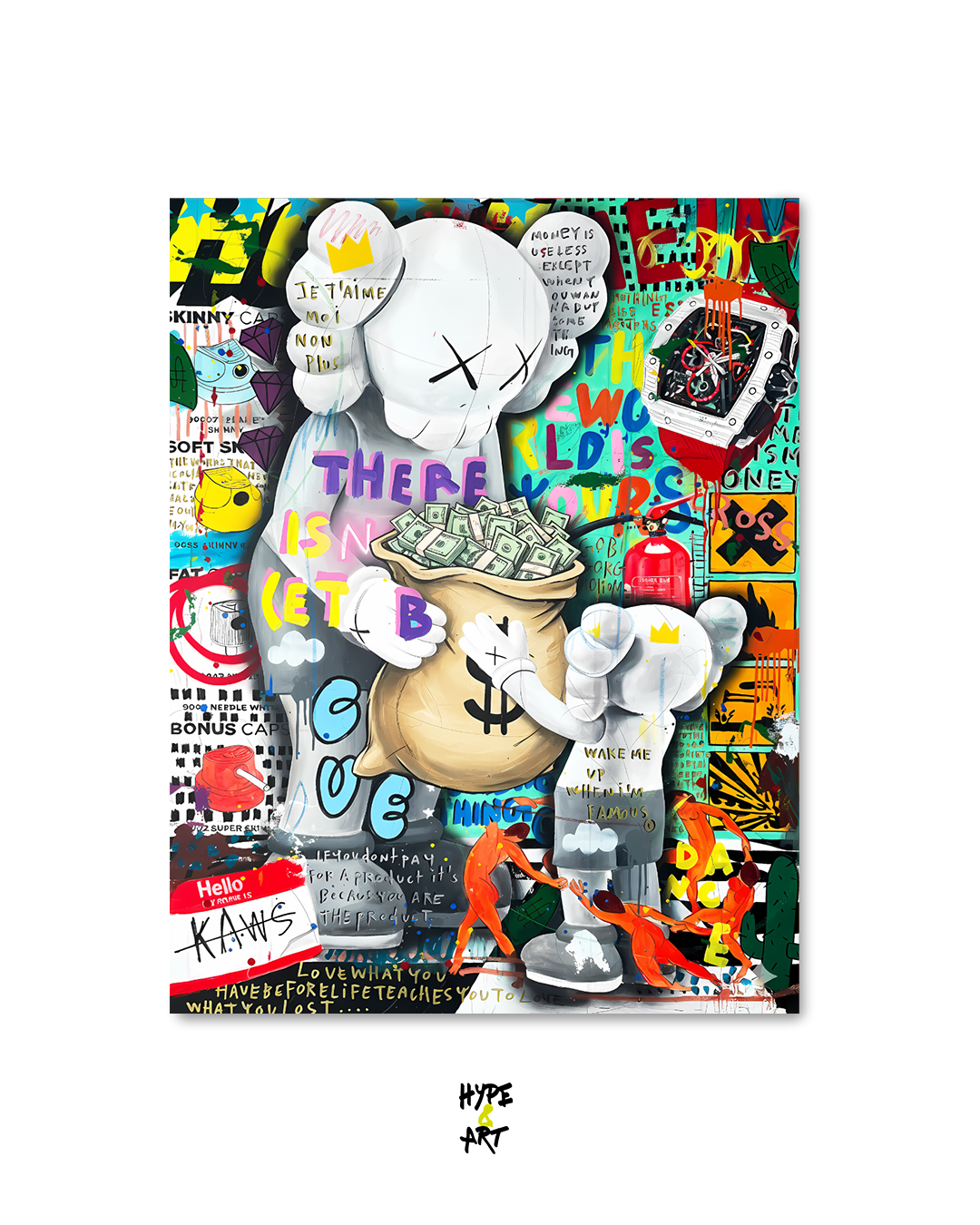 Obra de arte con figuras, texto: There is No Fucking Cure.