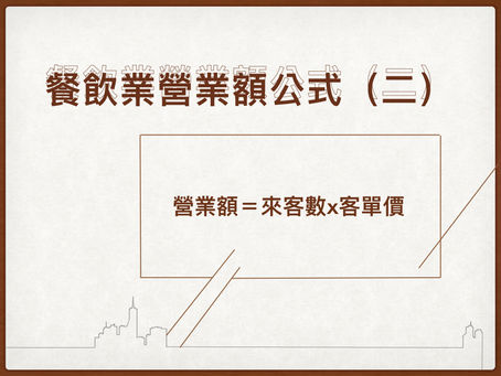 餐飲業營業額公式(二)-客單價