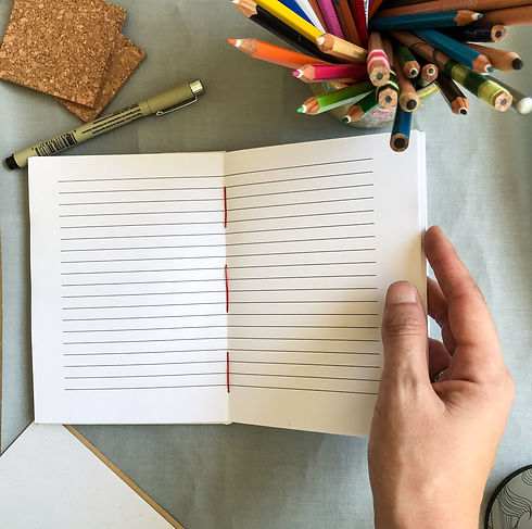 open notebook, lined paper
