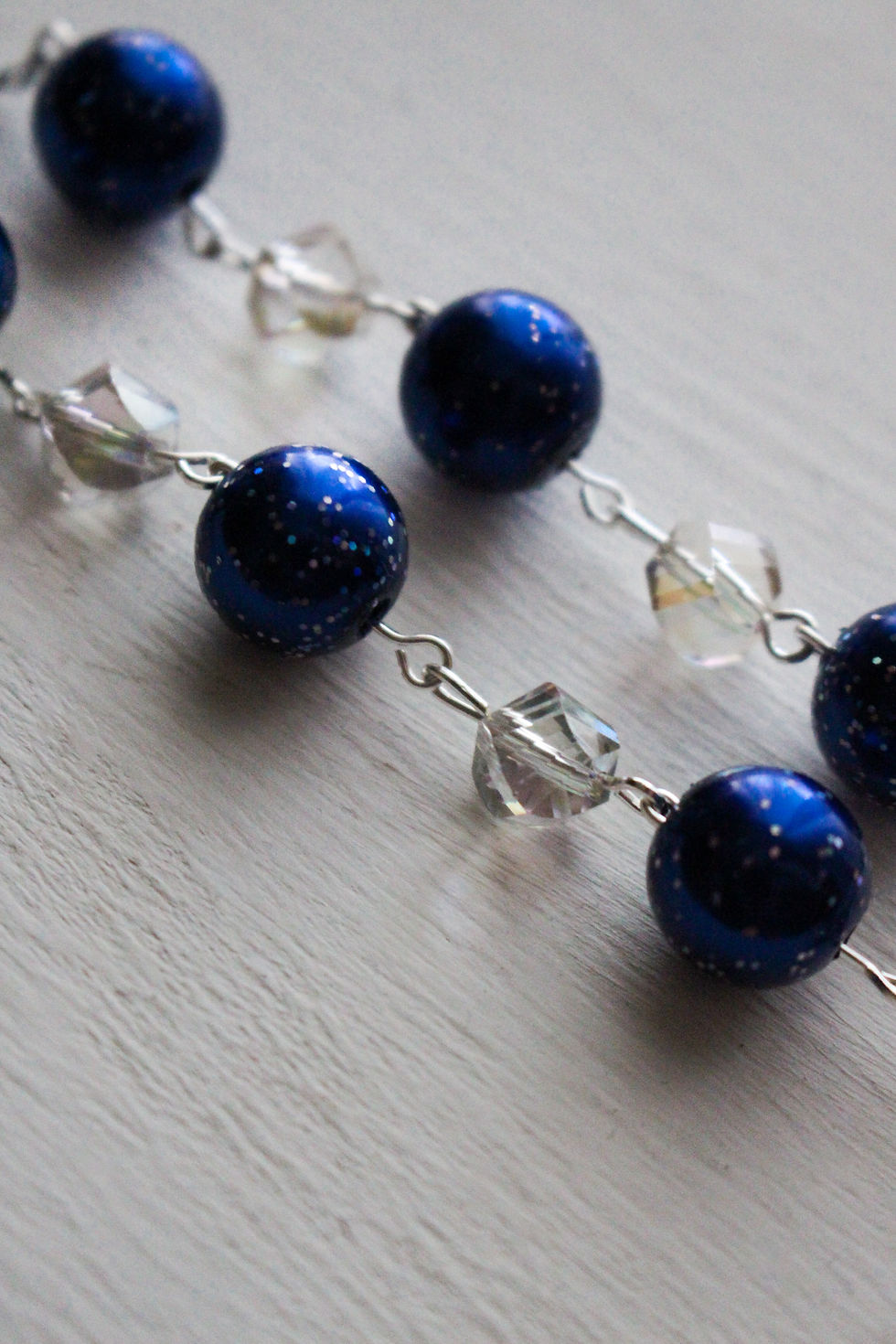 Thumbnail: Blue and Iridescent Bead Car Rosary
