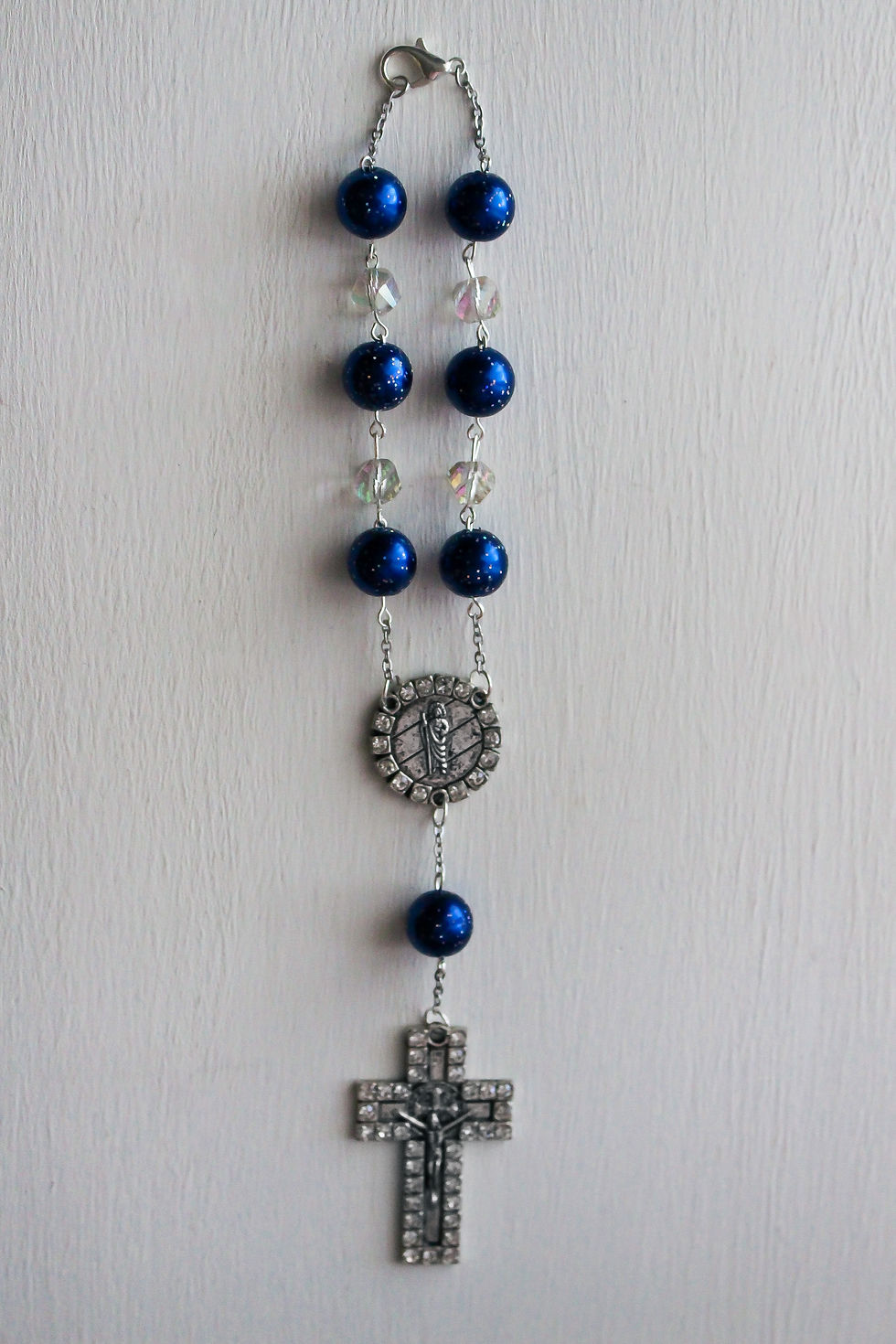 Thumbnail: Blue and Iridescent Bead Car Rosary