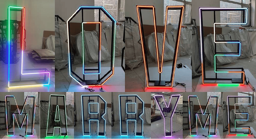 Sapphire Sky Events - Event Rentals - COLLAPSIBLE RGB SOLID NEON FRAME (“MARRY ME” & “LOVE”)
