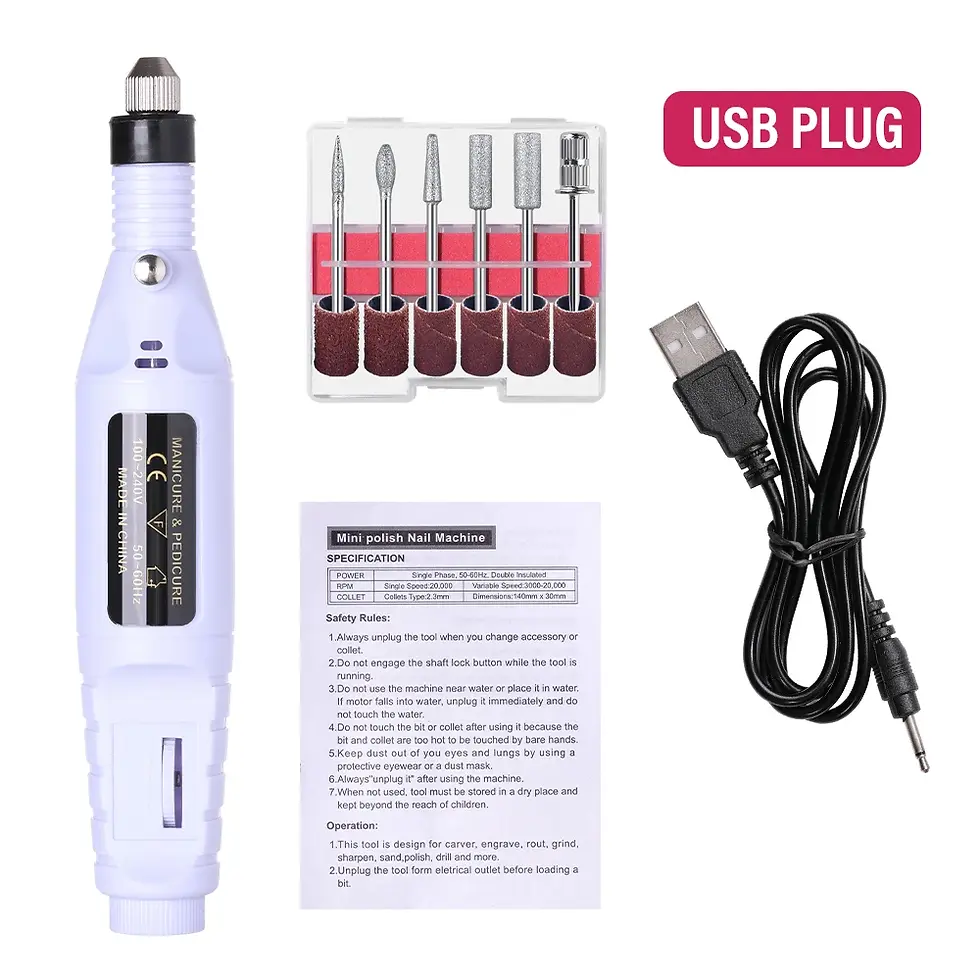 Miniature : LULAA Electric Nail Drill Machine Set Pedicure Grinding Equipment Mill for