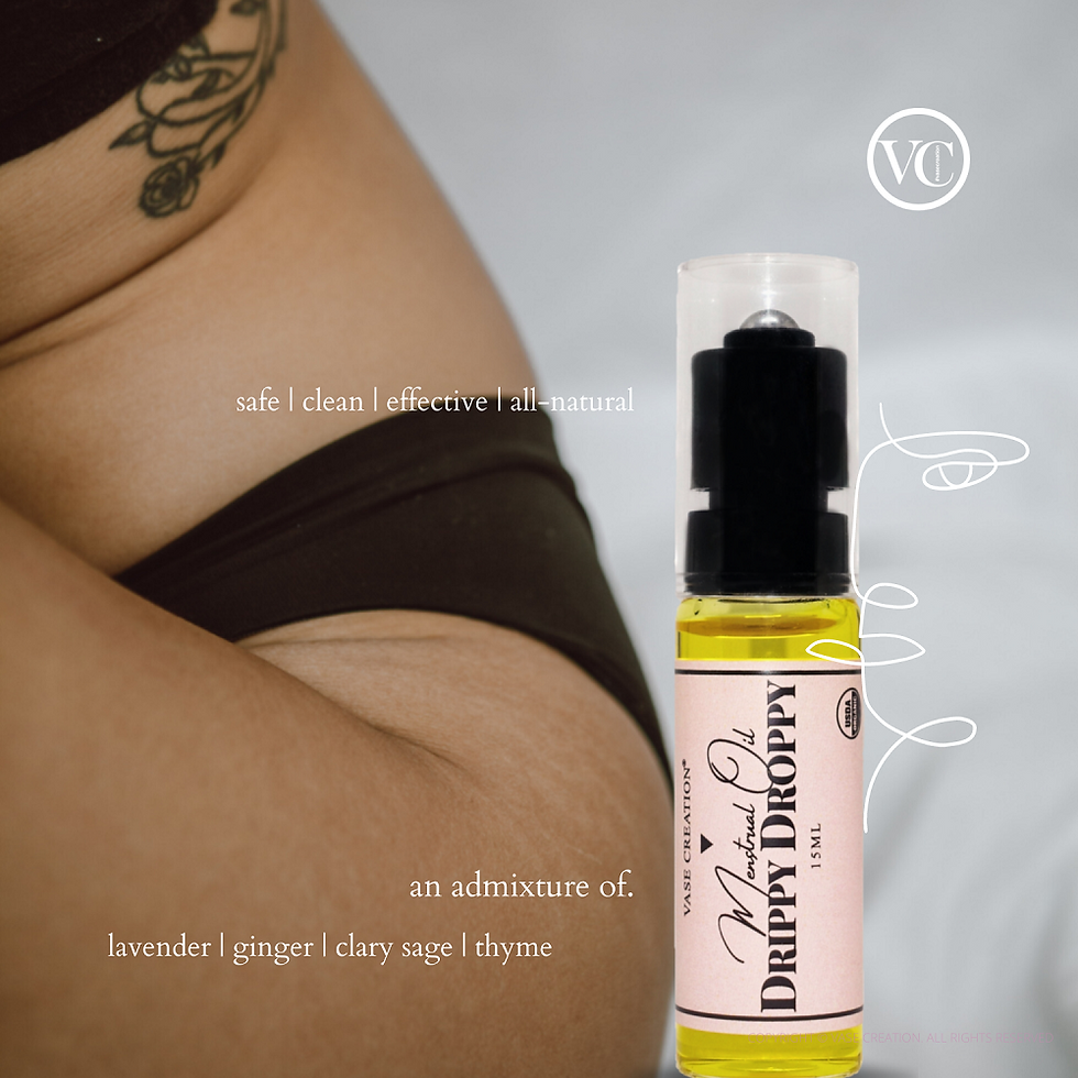 Vase Creation Organic Drippy Droppy menstrual oil roller – Ms Flow Oil with essential oil
