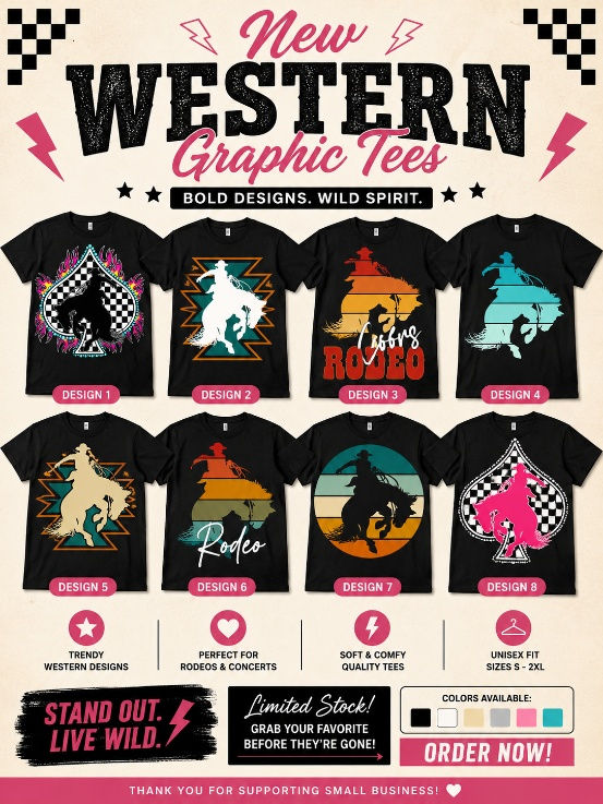 Thumbnail: Western Graphic T-Shirts for Women & Men | Rodeo Cowboy Unisex Tees | Bold Count