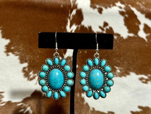Faux Turquoise Cluster Earrings