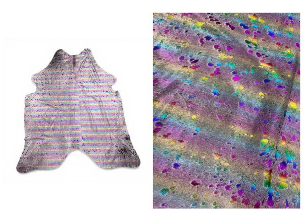 6-7’ Rainbow Acid Wash Cowhide Rug