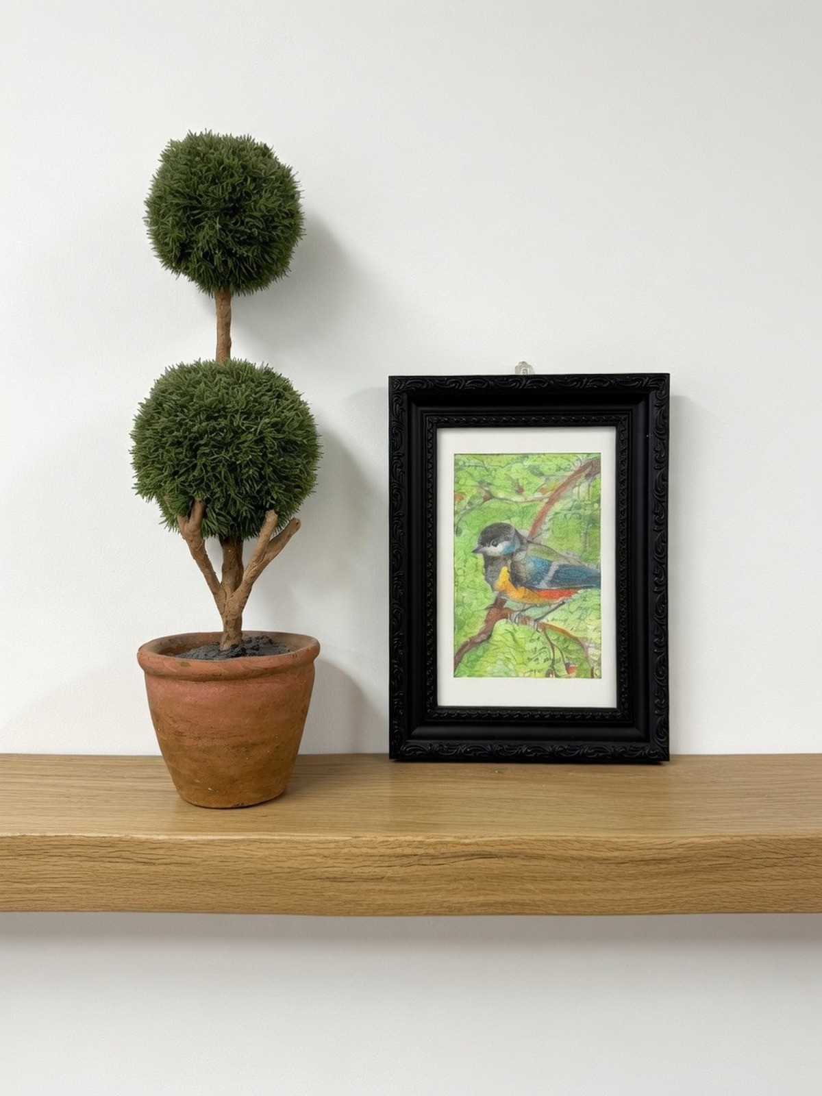 Perched in Green — Mixed Media