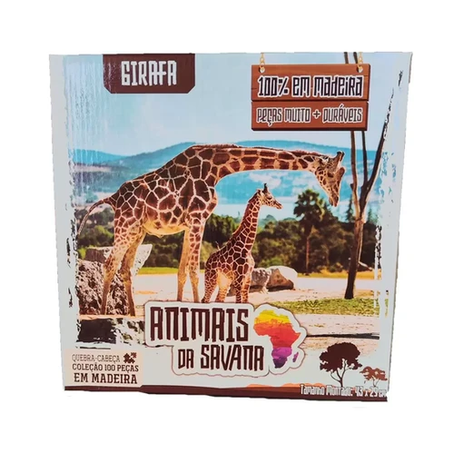 QUEBRA-CABEÇA 100 PEÇAS ANIMAIS DA SAVANA GIRAFA AQUARELA