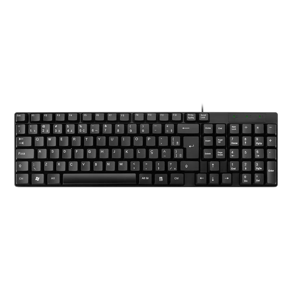TECLADO BÁSICO COM FIO COMPACTO SEM MARCA RESISTENTE ÁGUA USB PRETO MULTILASER