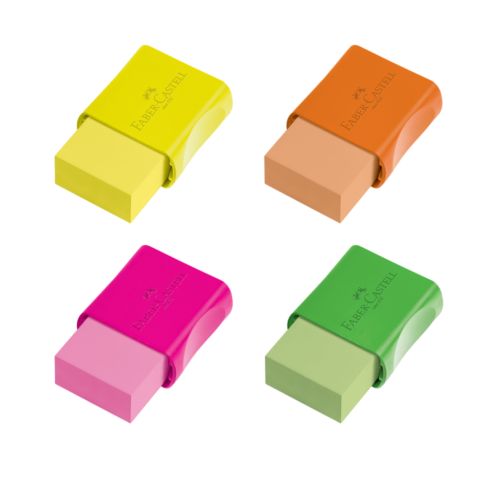 BORRACHA MAX NEON COM CINTA PLÁSTICA FABER (CORES VARIADAS)