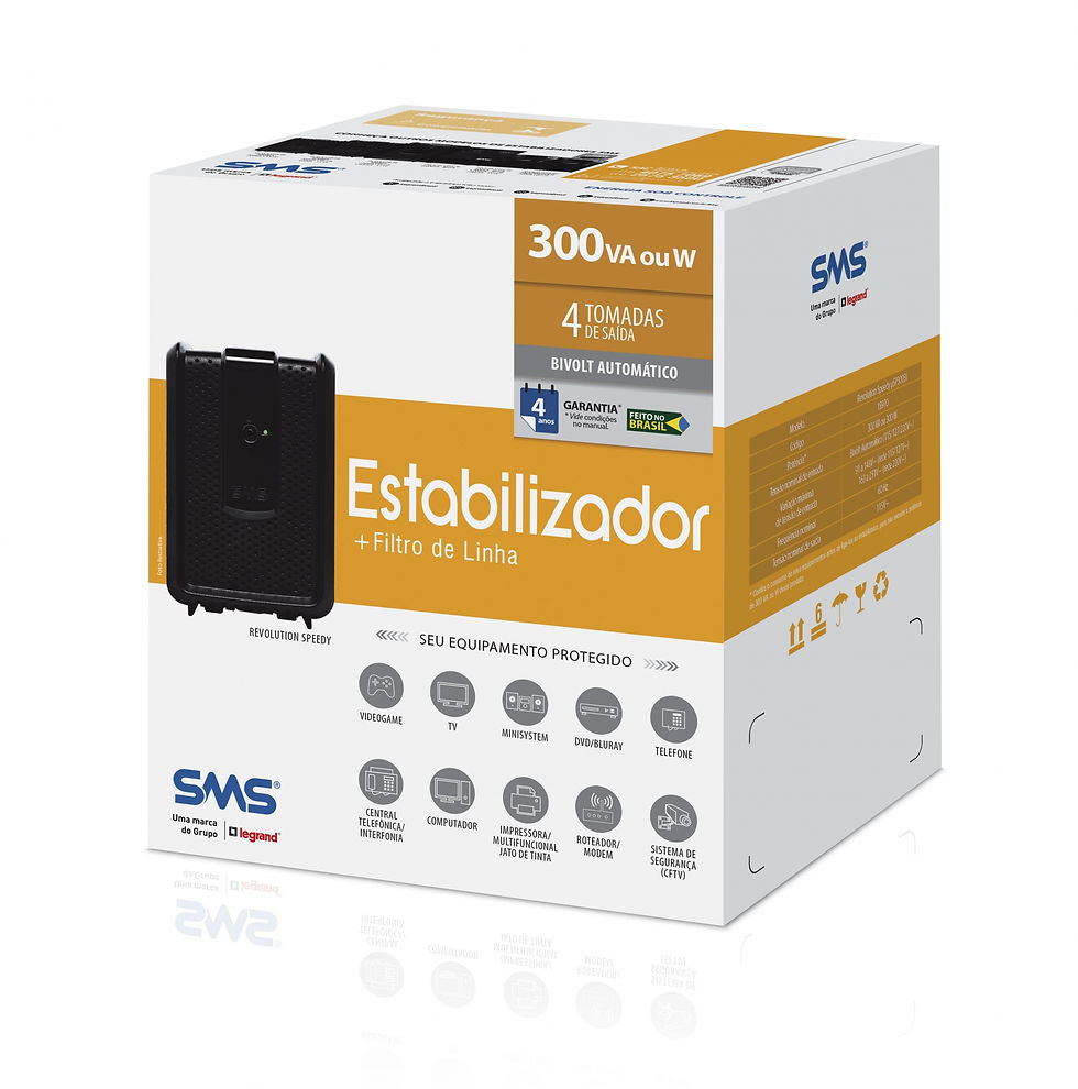 ESTABILIZADOR REVOLUTION SPEEDY 300VA SMS BIVOLT AUTOMÁTICO 115V