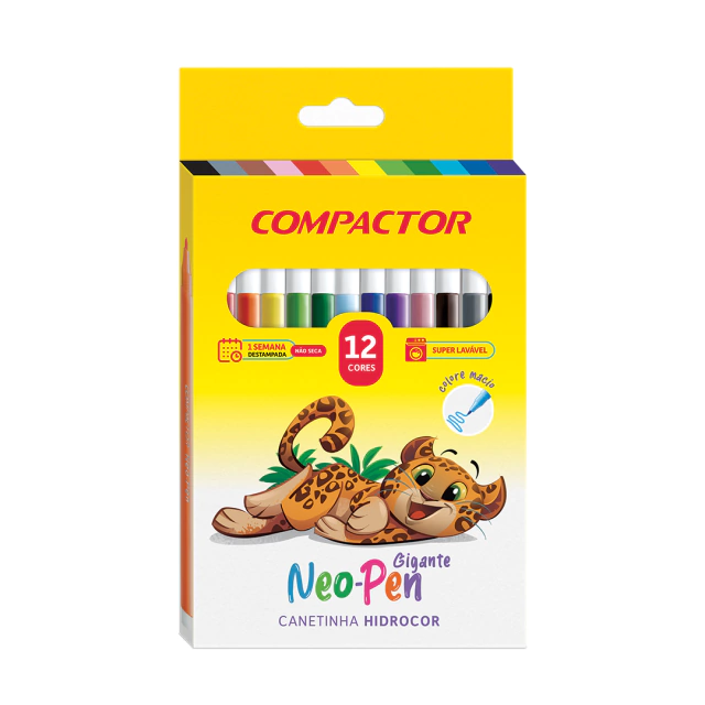 CANETA HIDROGRÁFICA NEO-PEN GIGANTE COMPACTOR 12 CORES