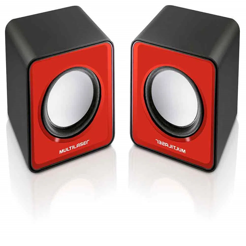 CAIXA DE SOM 2.0 3W RMS MINI MULTIMÍDIA MULTILASER SP197 - VERMELHO