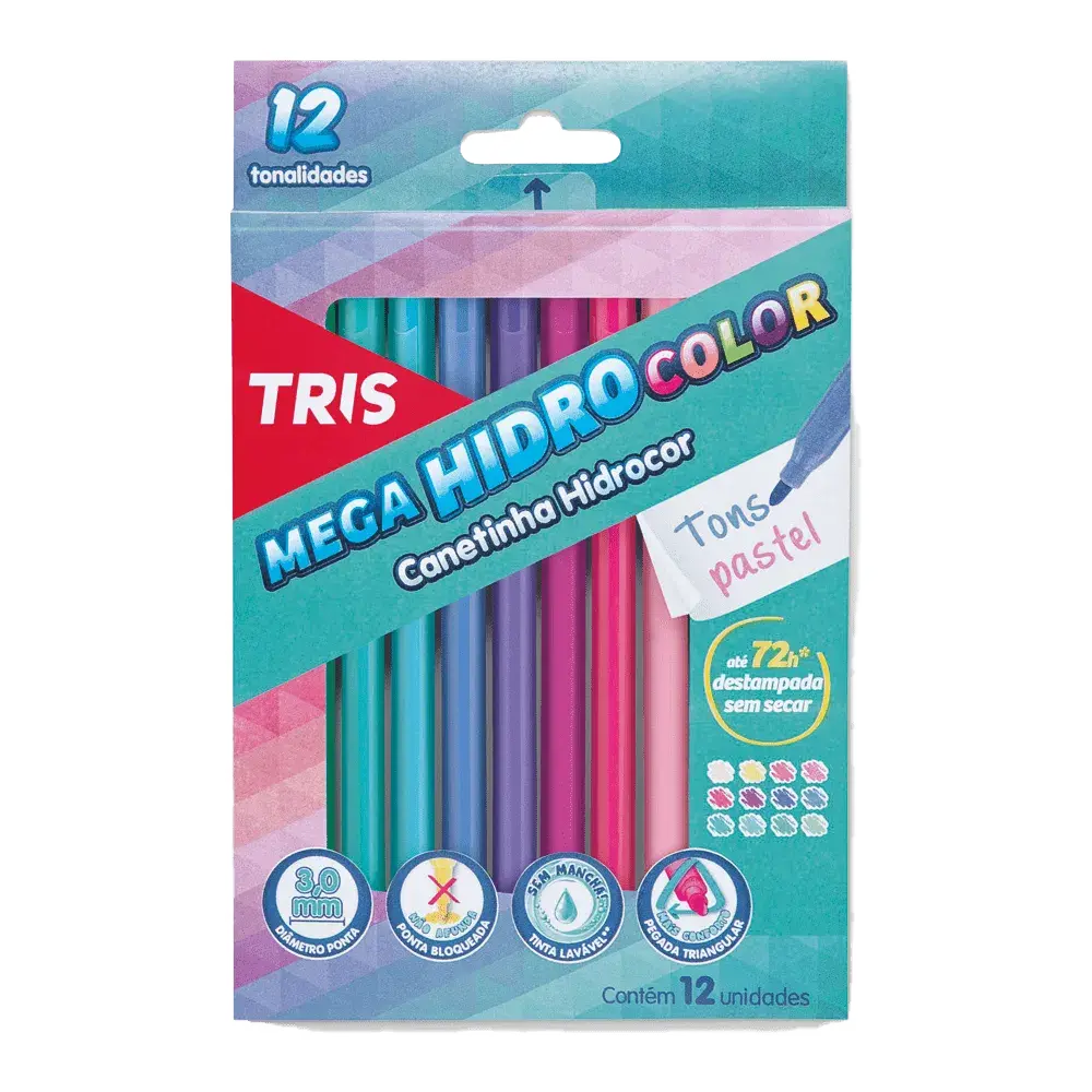 HIDROCOR MEGA HIDROCOLOR PASTEL C/12CORES