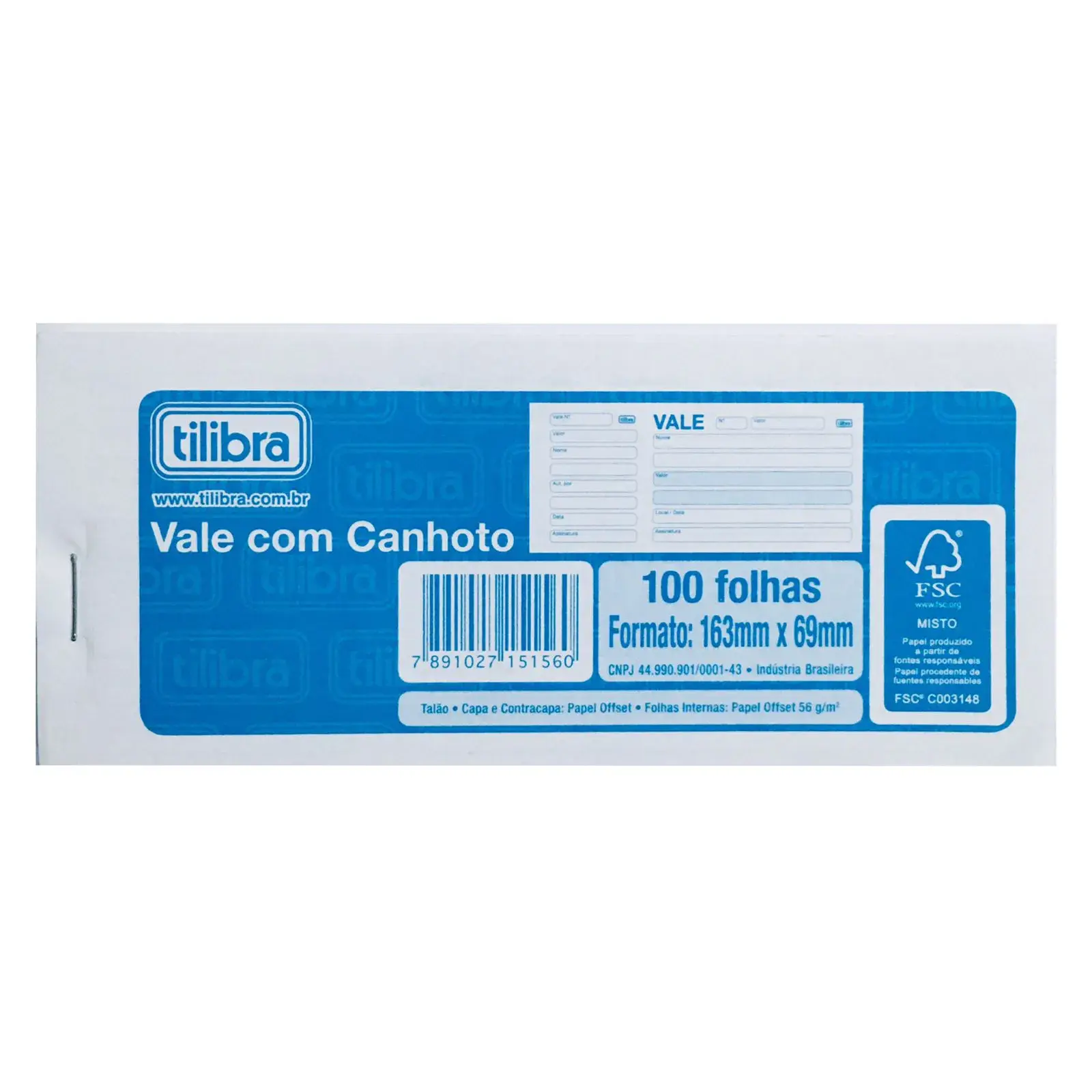 VALE COM CANHOTO (100 FOLHAS) TILIBRA