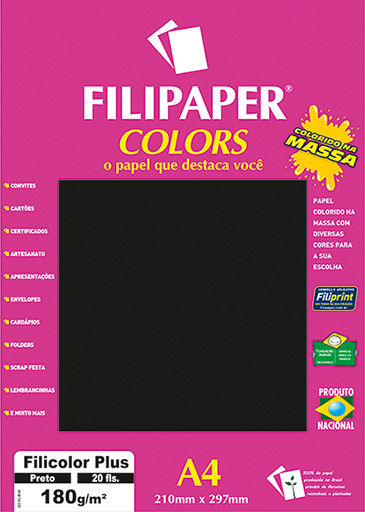 Miniatura: PAPEL FILI COLOR PLUS 180G COM 20 FOLHAS (CORES VARIADAS)