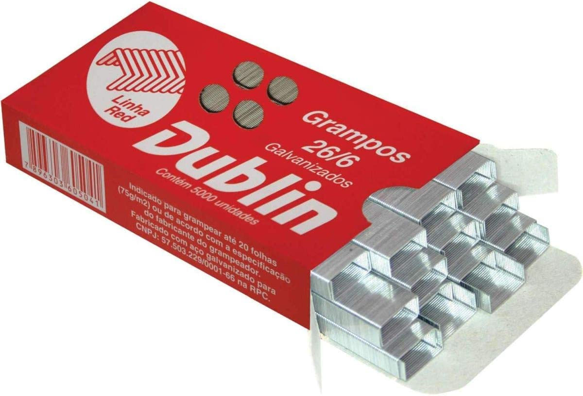 GRAMPOS 26/6 AÇO GALVANIZADO ACC DUBLIN RED - 5000 UNIDADES