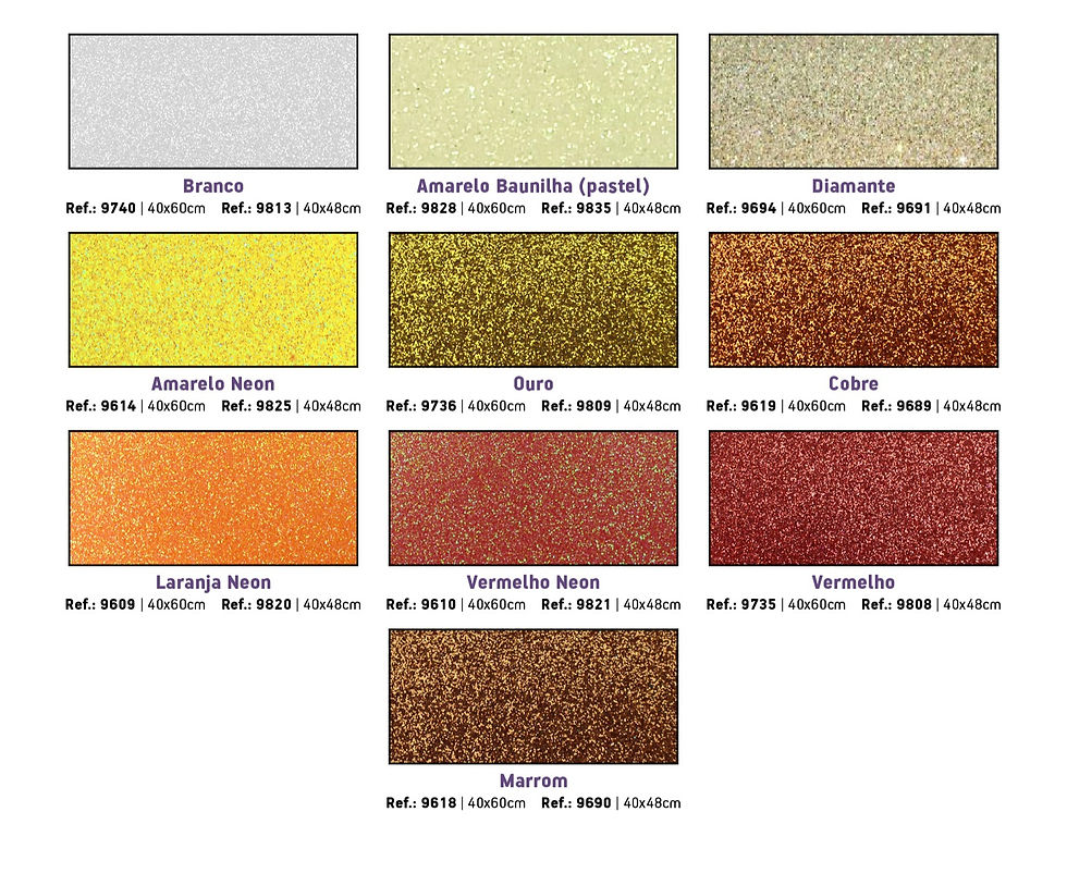 Miniatura: PLACA DE EVA COM GLITTER 40X48 EMBORRACHADO (CORES VARIADAS)